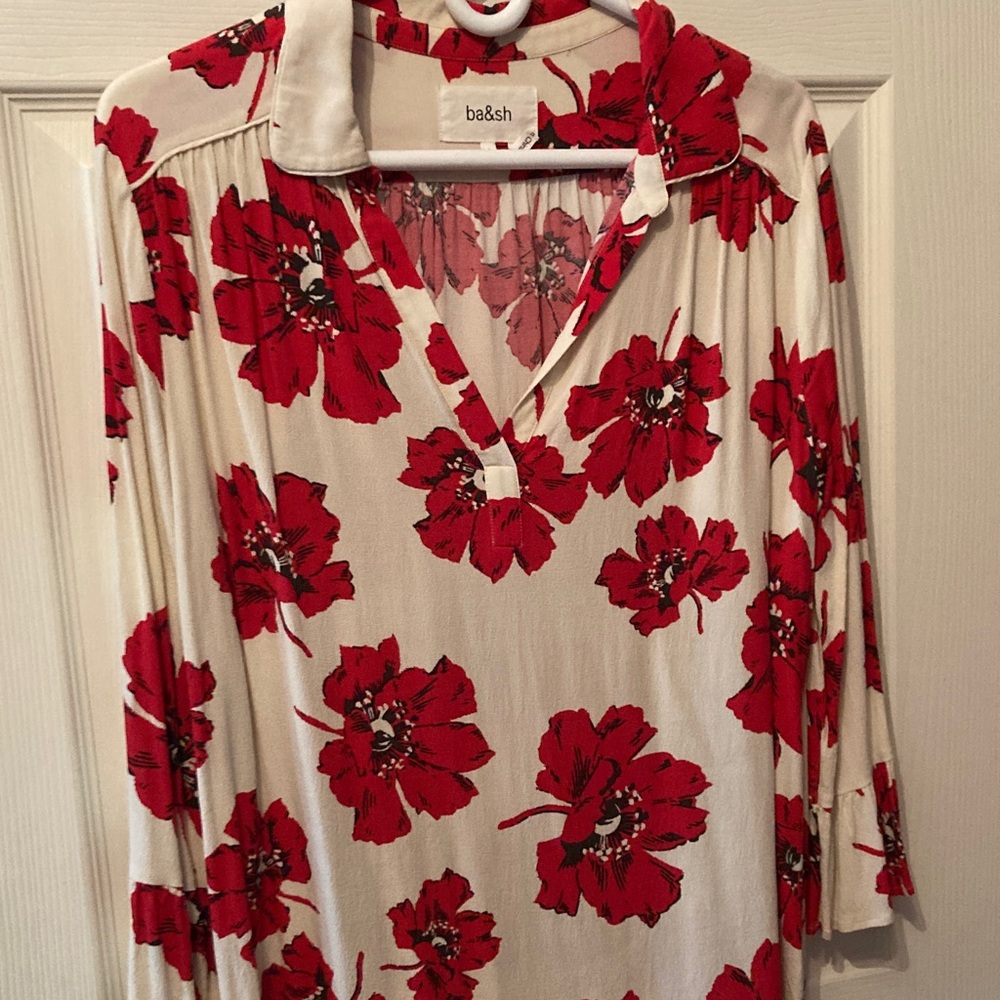 ba&sh Red Floral Blouse